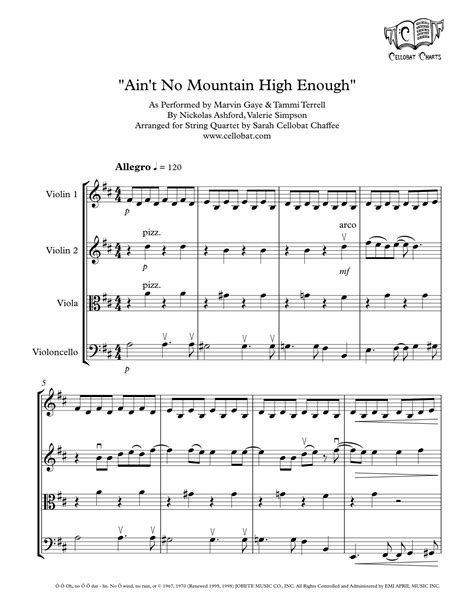 Ain T No Mountain High Enough Arr Sarah Cellobat Chaffee Sheet Music