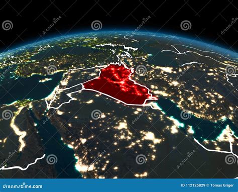 Iraq On Earth At Night Stock Illustration Illustration Of Political