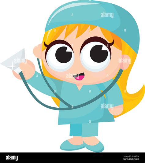 A Cartoon Vector Illustration Of A Cute Blonde Female Doctor Stock Vector Image Art Alamy