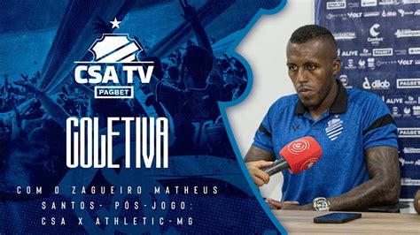 Coletiva pós jogo o zagueiro Matheus Santos CSA 0x5 Athletic MG