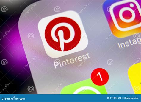 pinterest application icon  apple iphone  smartphone screen close