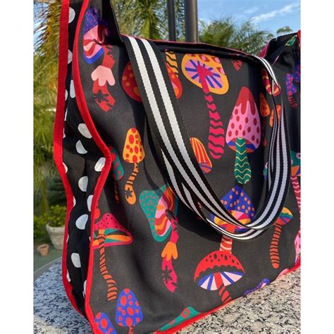 Maxi Bolsa Estilo Farm Ecobag Cogumelos Rainbow Shopee Brasil