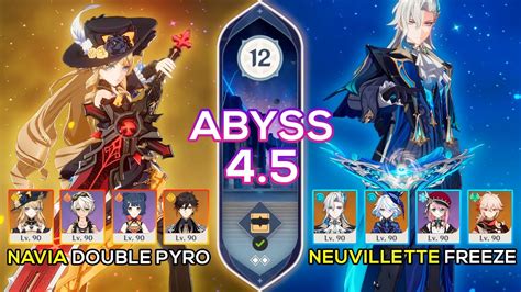 C0 Navia Double Pyro C0 Neuvillette Freeze Spiral Abyss 4 5