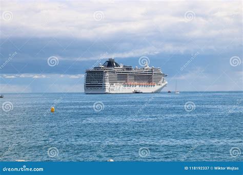 cruise ship msc fantasia  cannes france editorial photography