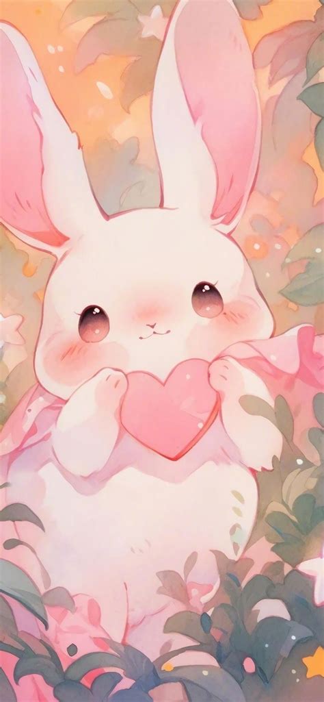 A Painting Of A Bunny Holding A Heart