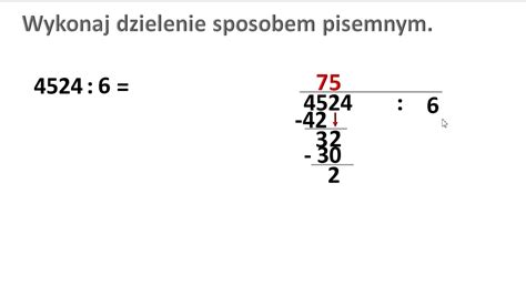 Dzielenie pisemne liczby wielocyfrowej przez 6 przykład 1 YouTube