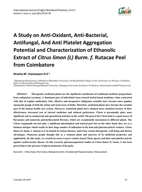 Pdf A Study On Anti Oxidant Anti Bacterial Antifungal And Anti