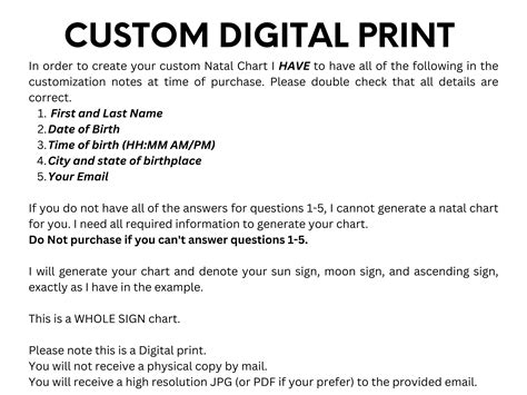 Personalized Big Three Chart, Custom Natal Chart, Astrology Chart ...