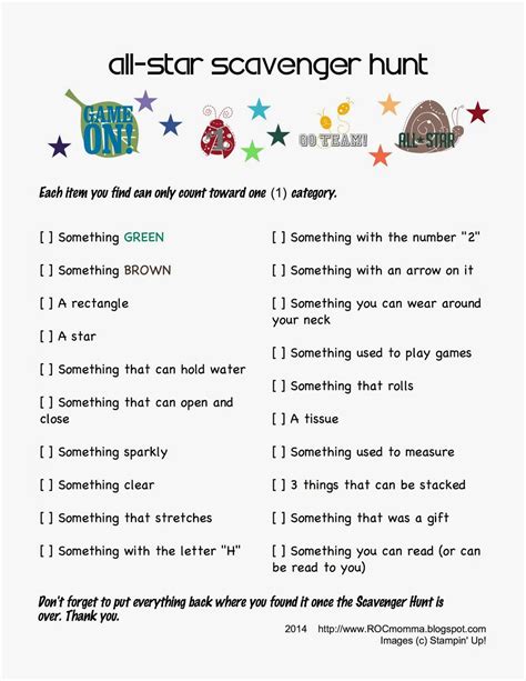 Rocmomma Another Fun Easy No Prep Scavenger Hunt Fun Games For