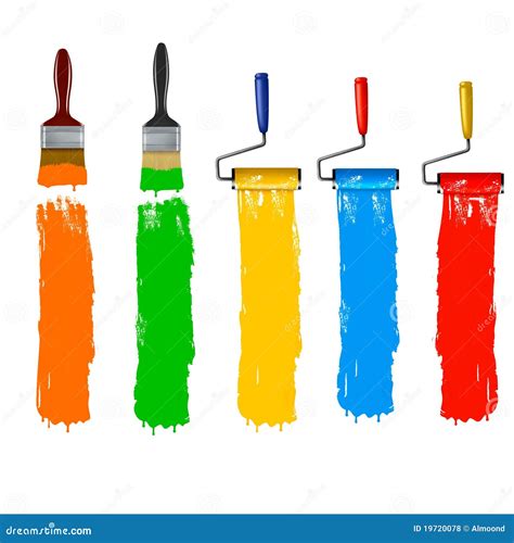 Set Of Colorful Paint Roller Brushes Stock Vector Illustration Of