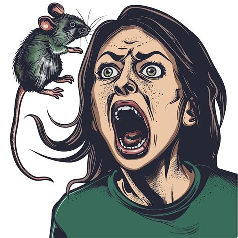 Una Mujer Con Un Rat N En La Cabeza Y Una Rata En La Cabeza Vector