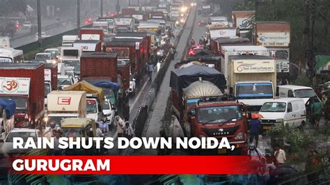 Rain Shuts Down Noida Gurugram Wfh Schools Closed Roads As Streams