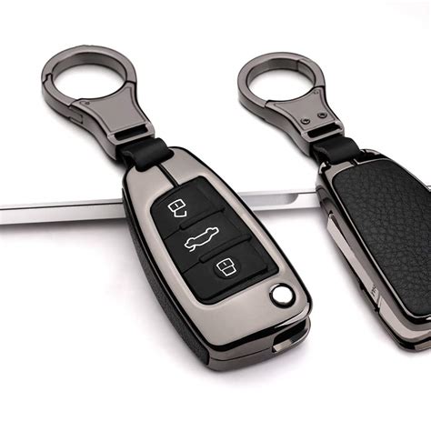 Ontto Key Fob Cover For Audi Metal And Leather Keycase Protector Holder