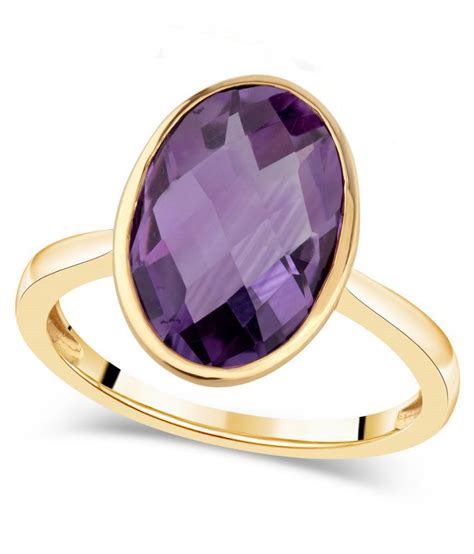 Ratti Blue Amethyst Jamuniya Natural Gold Plated Ring For Unisex