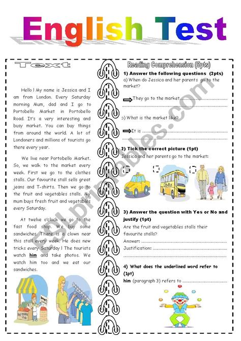 English Test Esl Worksheet By Saaidiyasmine