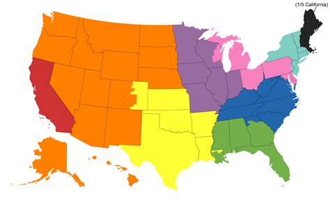 The Usa Split Into Sections That Have The Same Population As California R Mapporn