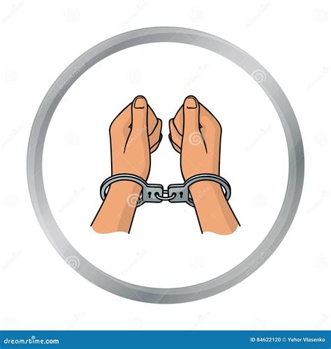 Hands In Handcuffs Icon In Cartoon Style Isolated On White Background