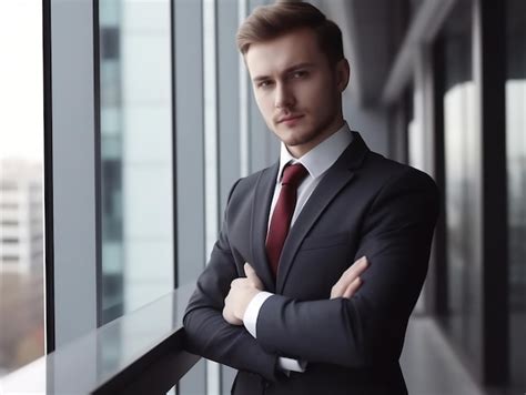 Premium Ai Image A Man In A Suit With His Arms Crossed Stands In