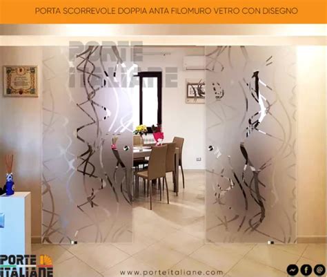 Porte Coulissante Double Portes Filomuro Verre Avec Dessin Eur