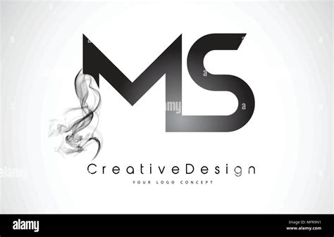 MS Letter Logo Design with Black Smoke. Creative Modern Smoke Letters ...