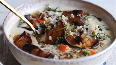 Creamy Wild Rice Chicken Soup With Roasted Mushrooms Youtube