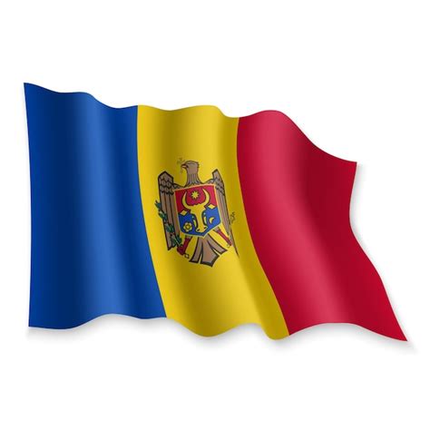 Premium Vector 3d Realistic Waving Flag Of Moldova On White Background