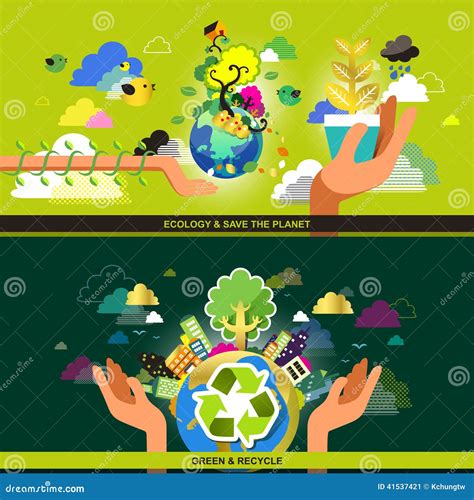 Flat Design Concept For Ecology And Recycle Stock Vector Illustration