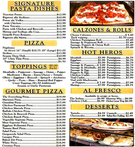 Alfredo's Pizzeria and Restaurant Menu