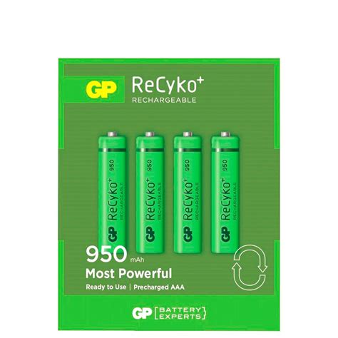 Gp Batteries Aaa Rechargeable Recyko Nimh 950mah Piles Vert Dressinn