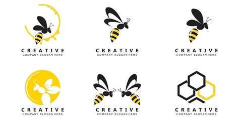 Logotipo De Vector De Icono Libre De Abeja Amarilla Simple