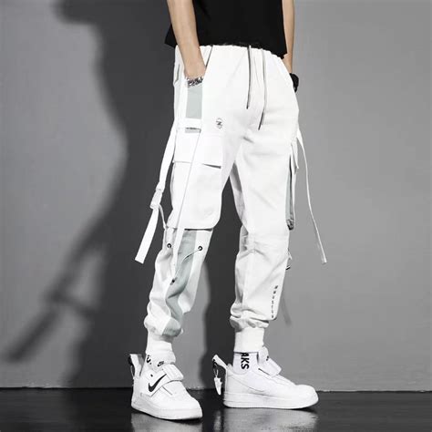 Calça Cargo Masculina De Bolsos Múltiplos Pretos Hip Hop Casual Jogger