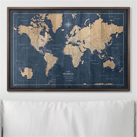 Push Pin World Map Pin Board Deep Sea Drift X Standard