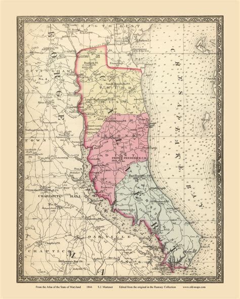 Calvert County Maryland 1866 Old Map Reprint 22 Old Maps