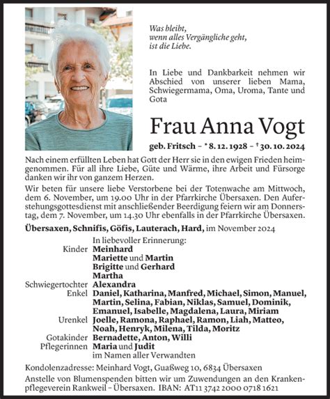 Gedenkkerzen Von Anna Vogt Todesanzeigen Vorarlberger Nachrichten