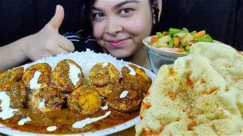 Eating Egg Lababdar With Masala Papad Eating Show Asmr Youtube