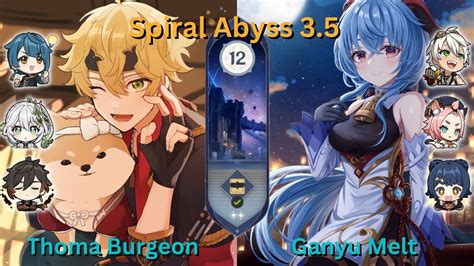 C3 Thoma Burgeon C0 Ganyu Reverse Melt W C6 Diona Spiral Abyss Floor 12 3 5 Genshin Impact