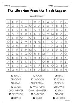 The Librarian From The Black Lagoon Word Search Puzzle Activity By Mike