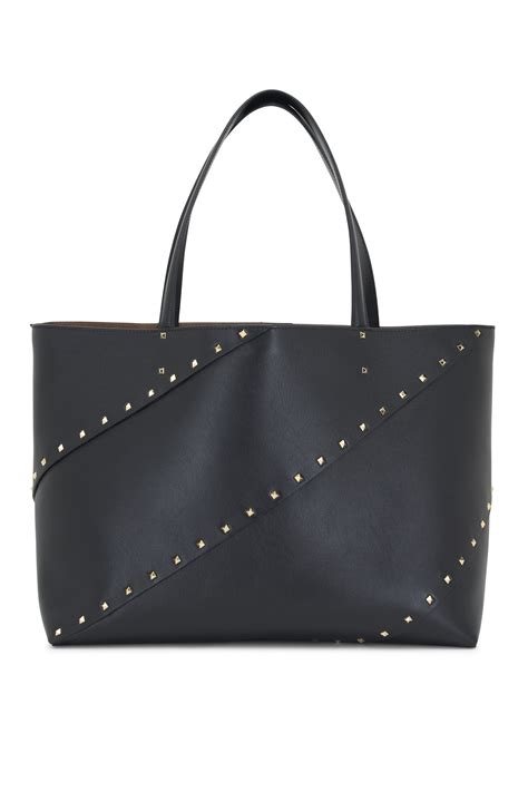 Valentino Garavani Wispy Black Leather Rockstud Tote