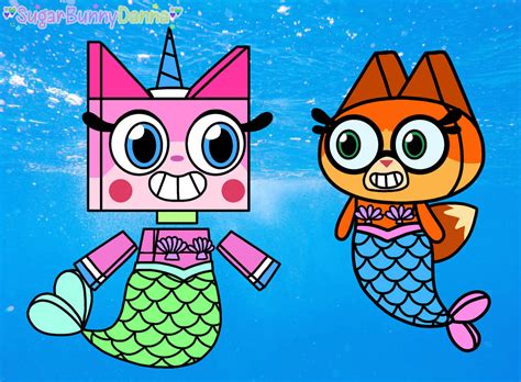 Art Trade Unikitty And Dr Fox As The Mermaids By Sugarbunnydanna On