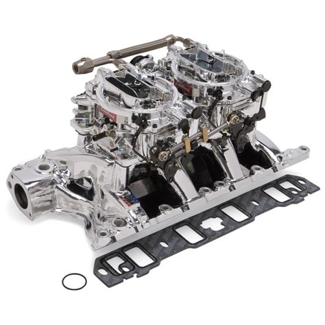 Edelbrock 20854 RPM Air Gap Dual Quad Intake Manifold Carburetor Kit