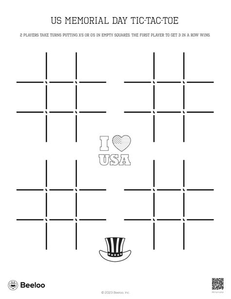 Memorial Day Themed Tic Tac Toe Games Beeloo Printable Crafts And