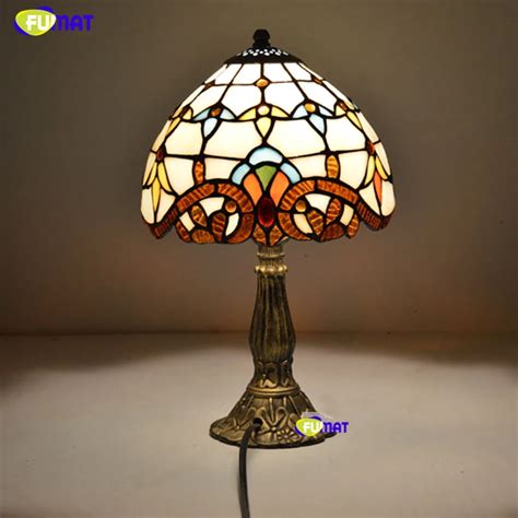 Fumat Tiffany Table Lamps 8 Inch Classic European Baroque Stained Glass Bedside Lamps Living