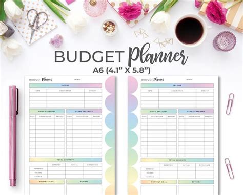 Budget Planner A6 Insert Printable A6 Printable Budget Etsy Canada