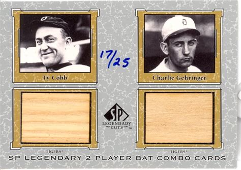 2001 SP Legendary Cuts Game Bat Combo TCCG Ty Cobb Charlie Gehringer