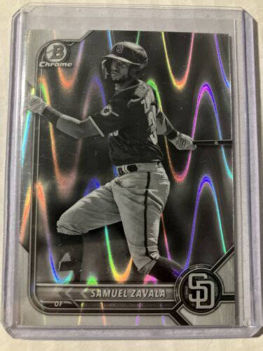 Samuel Zavala 2022 Bowman Draft Chrome BDC 98 Black White Ray Wave