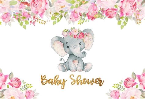 Amazon Pink And Grey Elephant Baby Shower Background X Large