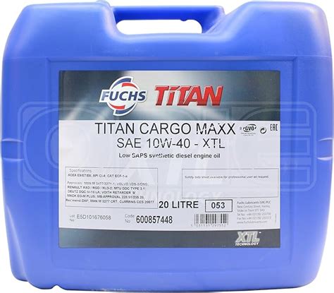 Fuchs TITAN Cargo Maxx 10W 40 XTL Engine Oil 20 Litres Amazon Co Uk