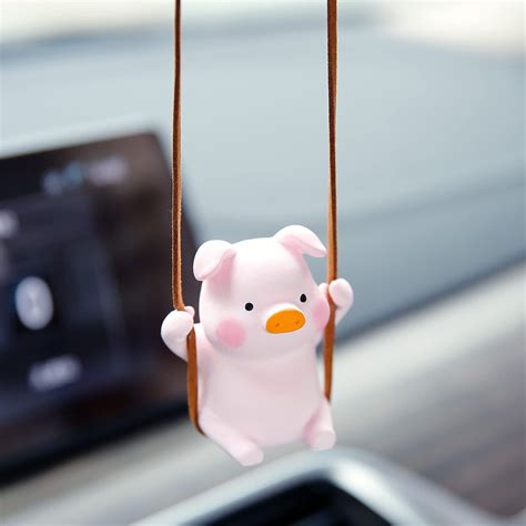 YGMONER Super Cute Swinging Pig Car Mirror Hanging Ornament Car