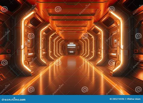 Futuristic Scifi Tunnel Corridor With Glowing Lights 3d Rendering 3D