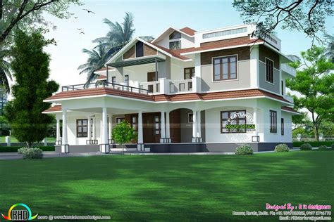 4354 Sq Ft 5 Bedroom Mixed Roof Home Bungalow House Design Indian